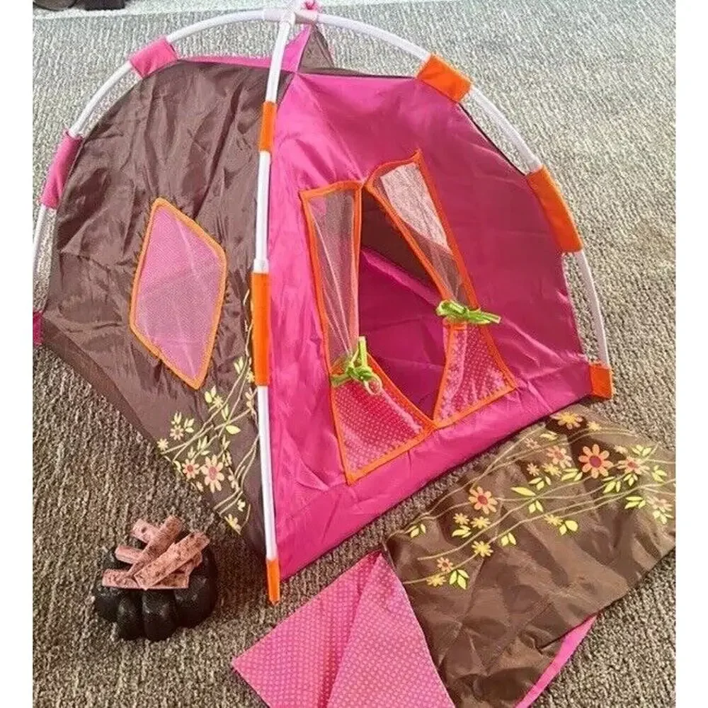 Our Generation Doll Camping Tent SET Sleeping Bag Lantern Marshmallow Stick READ
